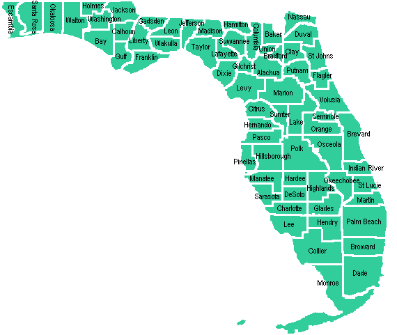 Florida map by county
